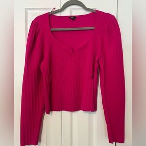 Express Pink Ribbed Crop Sweater, Size X-large
